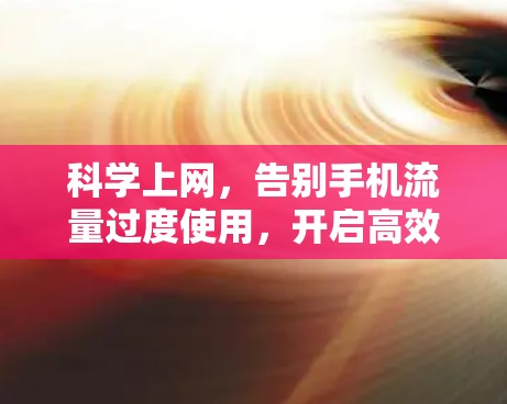 科学上网，告别手机流量过度使用，开启高效上网新纪元