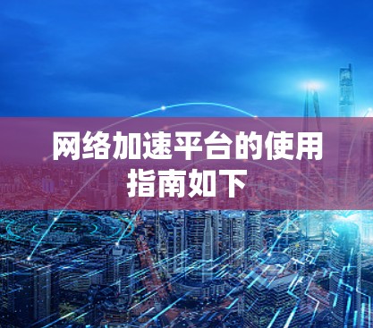 网络加速平台的使用指南如下