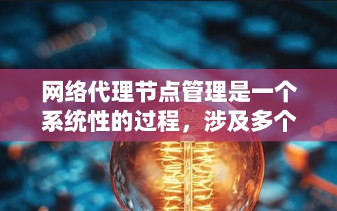 网络代理节点管理是一个系统性的过程，涉及多个关键步骤，确保网络服务的可靠性和稳定性。以下是对网络代理节点管理的系统总结